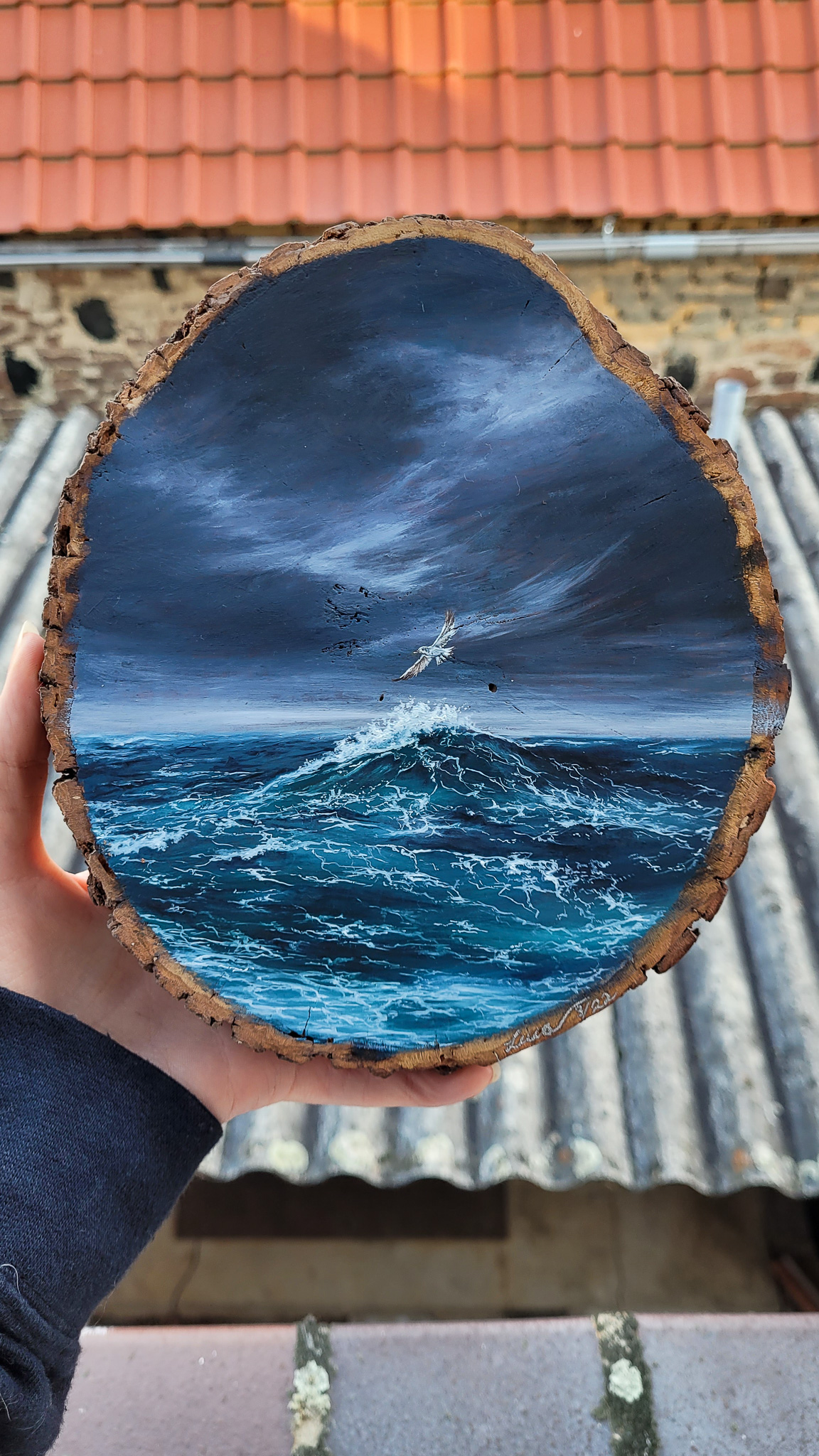 Eine Möwe erhebt sich über einer gewaltigen 